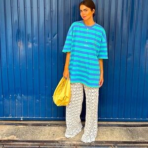 Zara Crochet Wide Leg Flared Pants NWOT Small‎